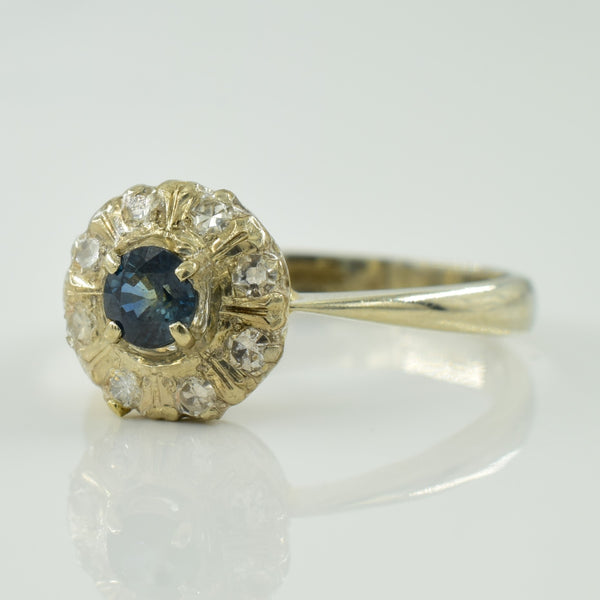 Blue Sapphire & Diamond Halo Ring | 0.30ct, 0.16ctw | SZ 6.5 |