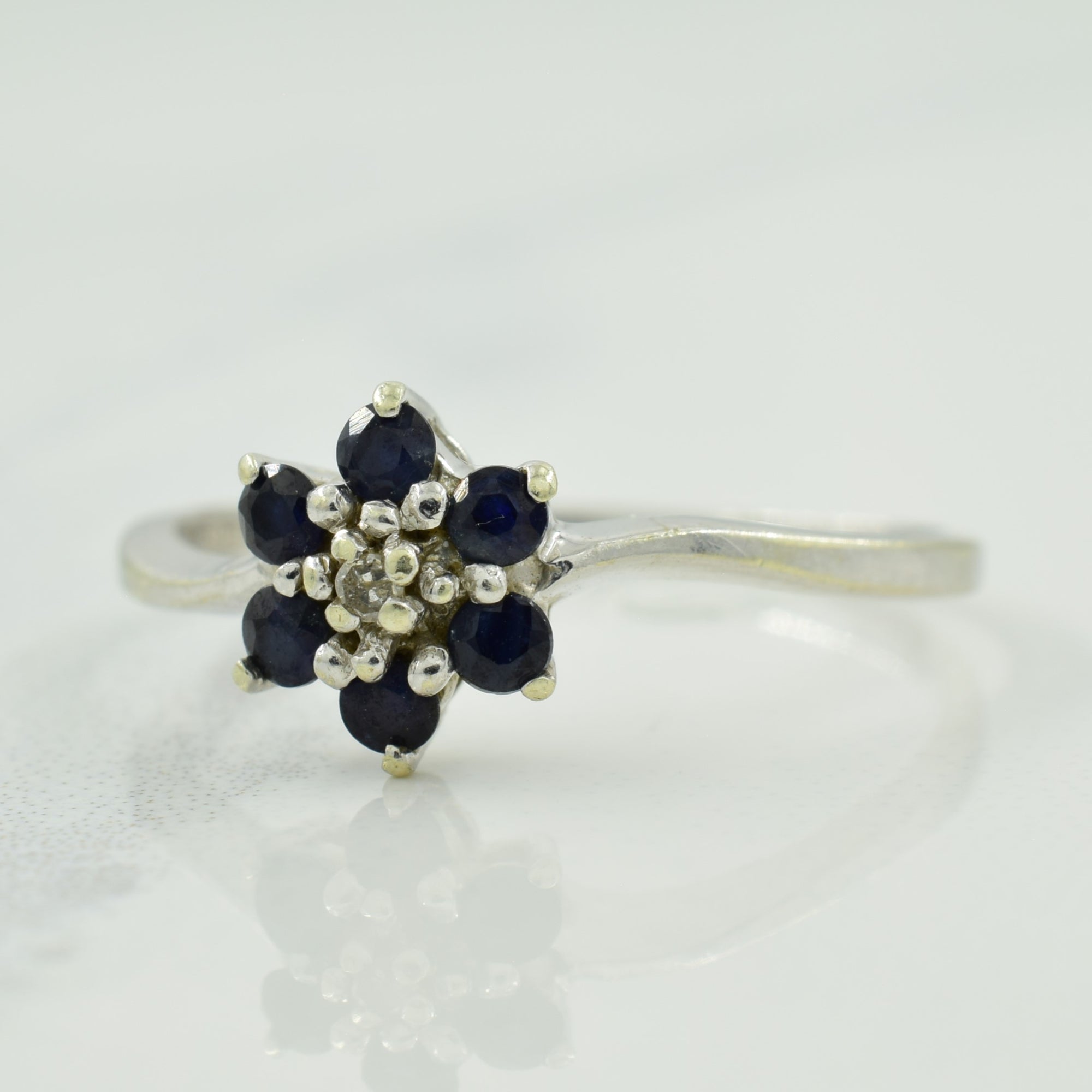 Blue Sapphire & Diamond Bypass Ring | 0.36ctw, 0.01ct | SZ 6.75 |