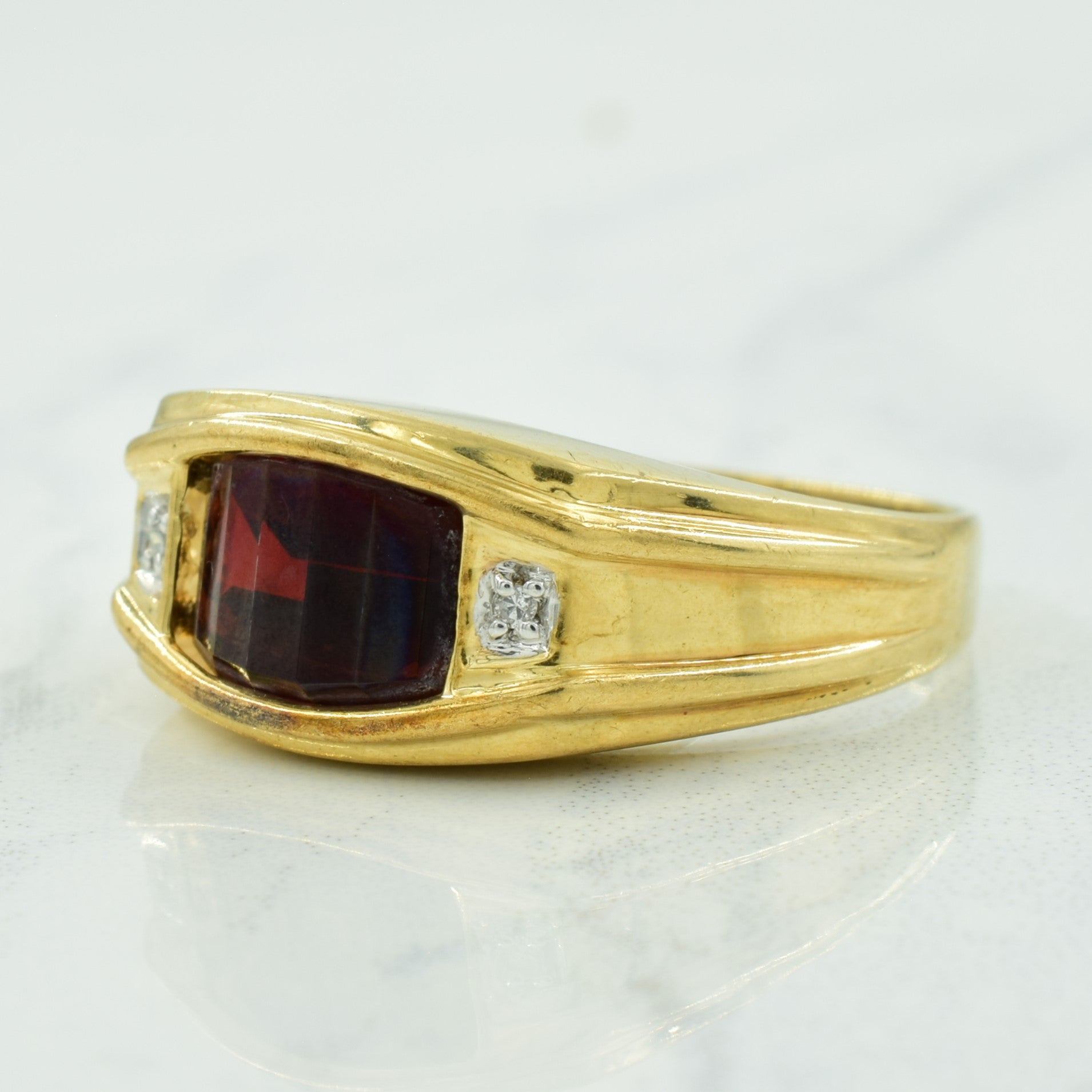 Garnet & Diamond Ring | 3.75ct, 0.01ctw | SZ 10.5 |
