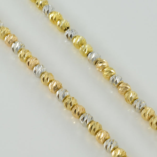 18k Tri Tone Gold Bead Chain | 16.25