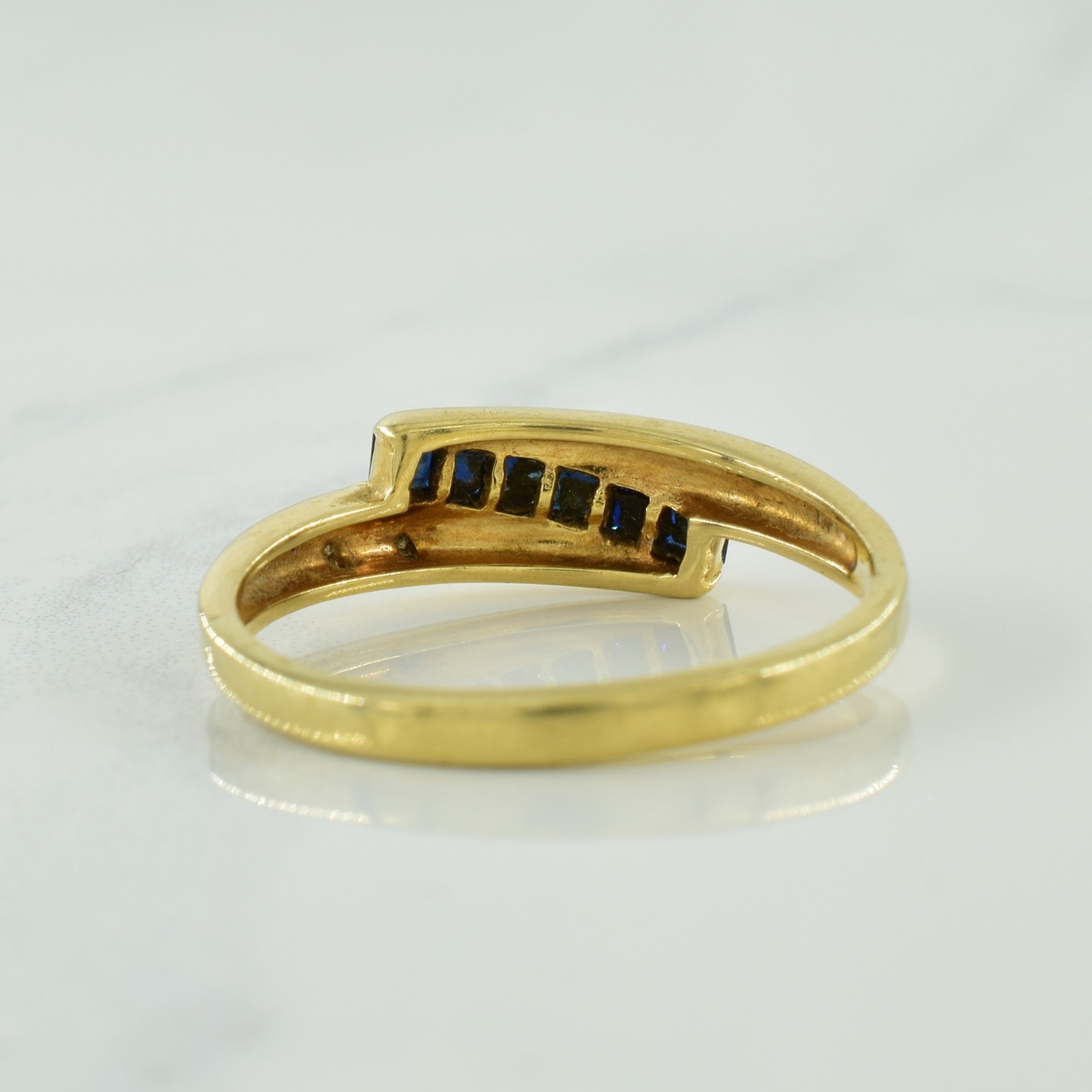 Blue Sapphire & Diamond Bypass Ring | 0.30ctw, 0.01ctw | SZ 9 |