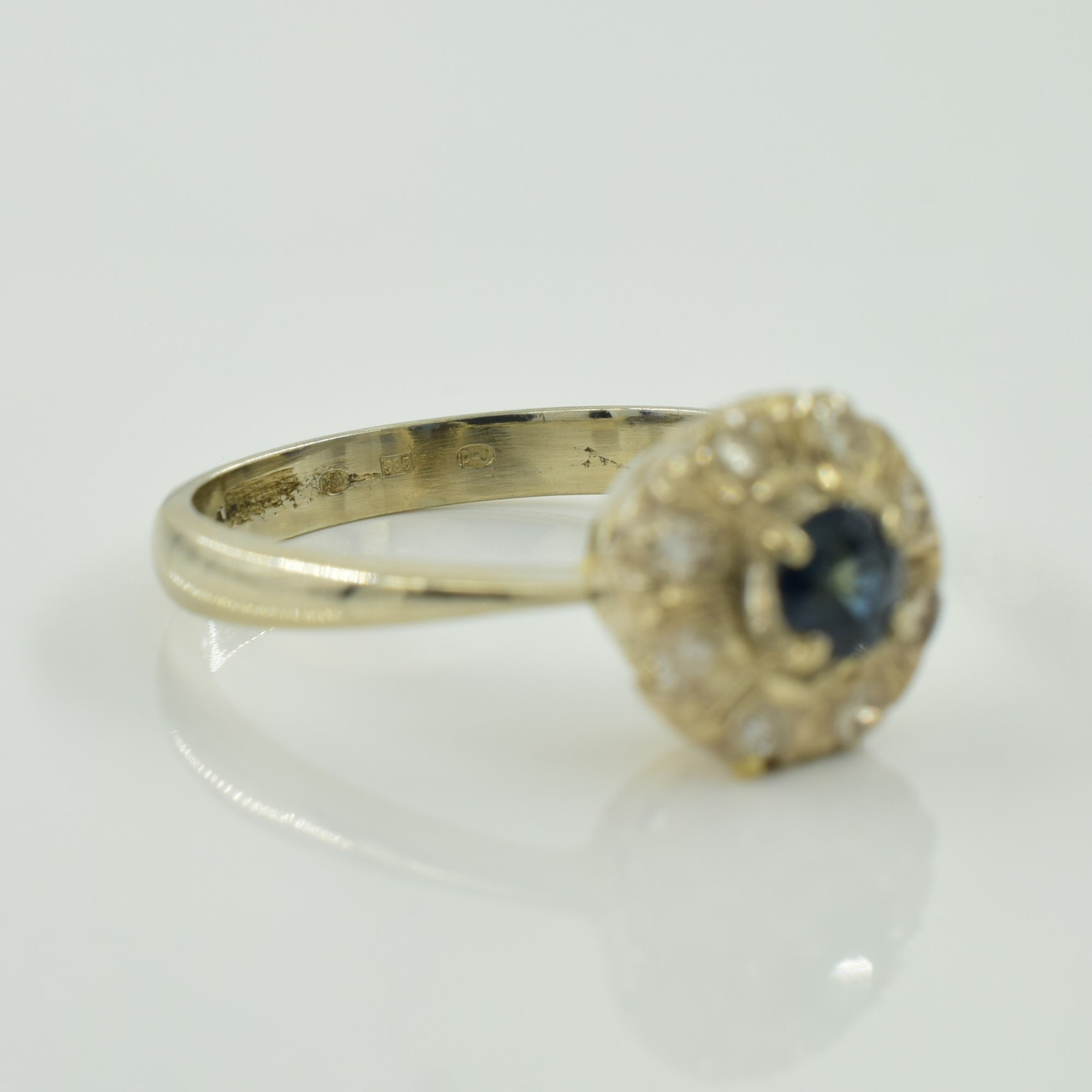 Blue Sapphire & Diamond Halo Ring | 0.30ct, 0.16ctw | SZ 6.5 |