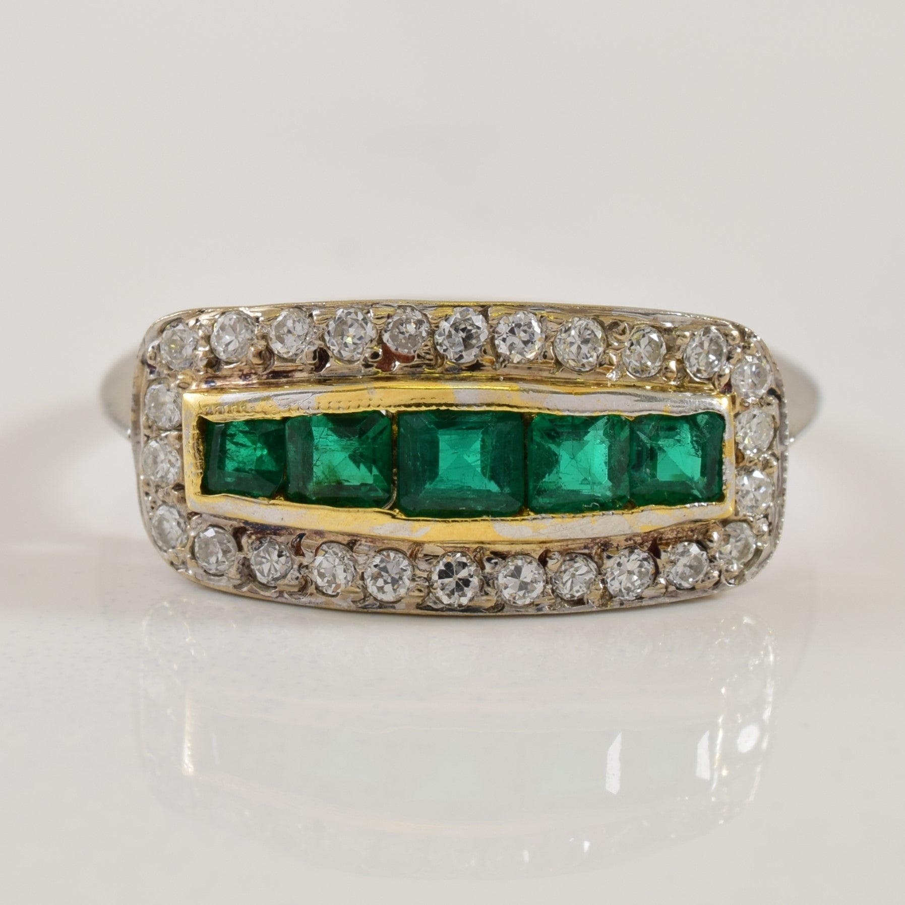 Sheffield Hallmarked Emerald & Diamond Ring | 0.50ctw, 0.25ctw | SZ 6.75 |
