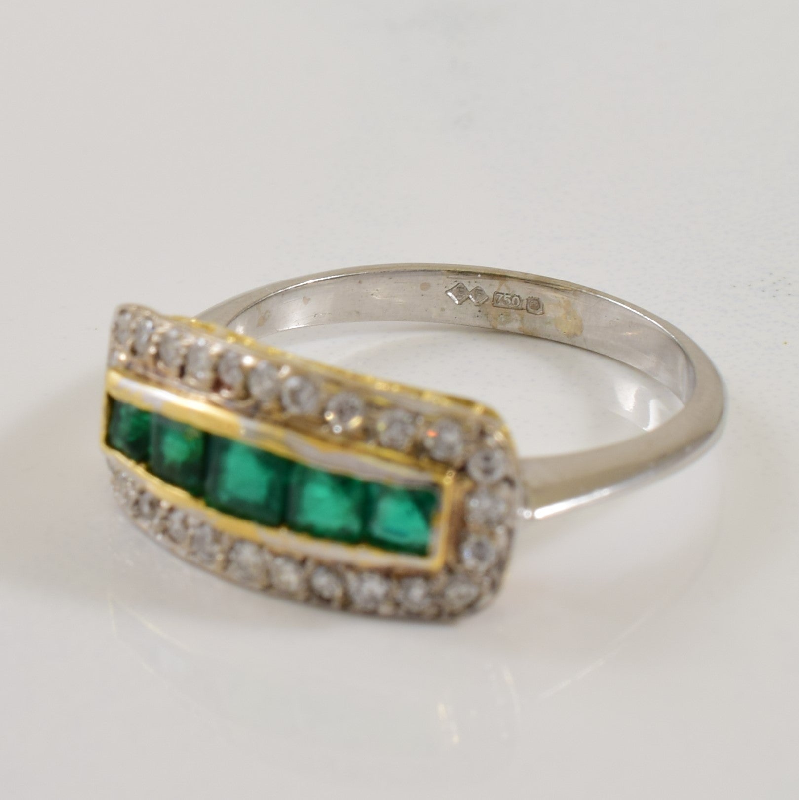 Sheffield Hallmarked Emerald & Diamond Ring | 0.50ctw, 0.25ctw | SZ 6.75 |