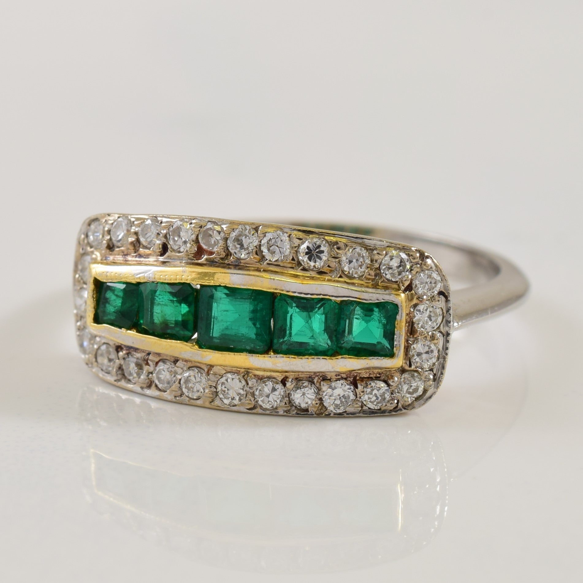 Sheffield Hallmarked Emerald & Diamond Ring | 0.50ctw, 0.25ctw | SZ 6.75 |