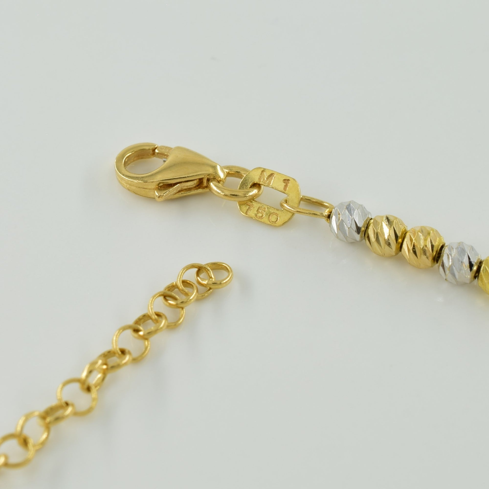 18k Tri Tone Gold Bead Chain | 16.25
