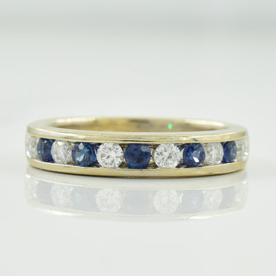 Channel Set Diamond & Blue Sapphire Ring | 0.28ctw, 0.25ctw | SZ 6 |