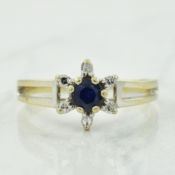 Blue Sapphire & Diamond Ring | 0.18ct, 0.06ctw | SZ 6 |