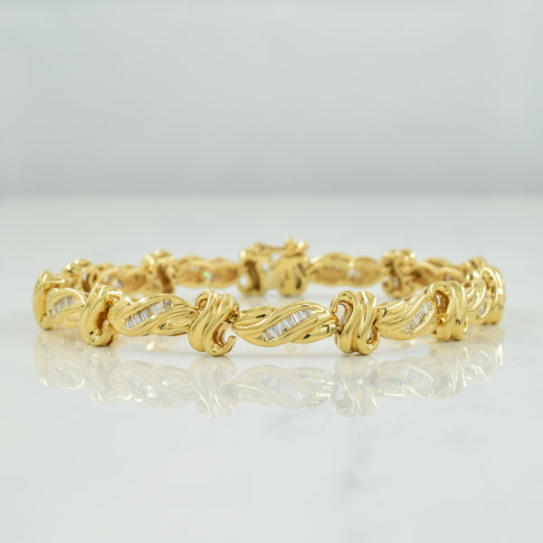 Diamond Baguette Yellow Gold 14k Bracelet | 0.55ctw | 7