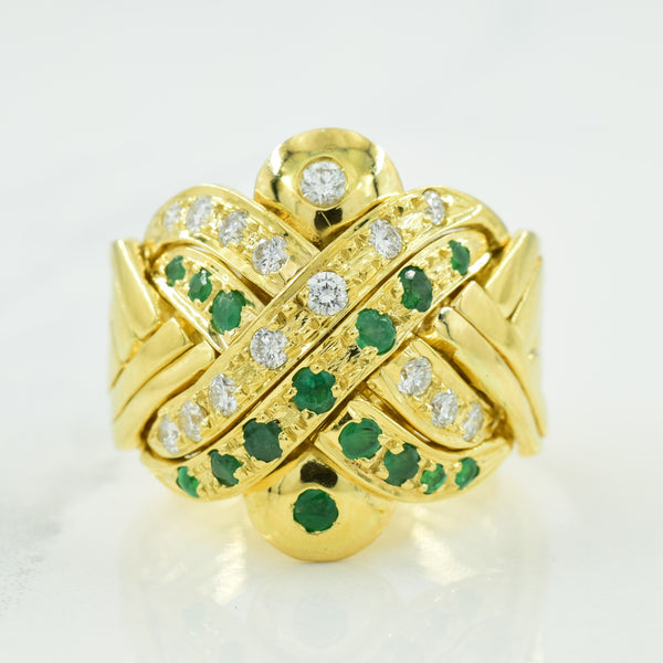 Diamond & Emerald Puzzle Ring | 0.48ctw, 0.48ctw | SZ 9.75 |