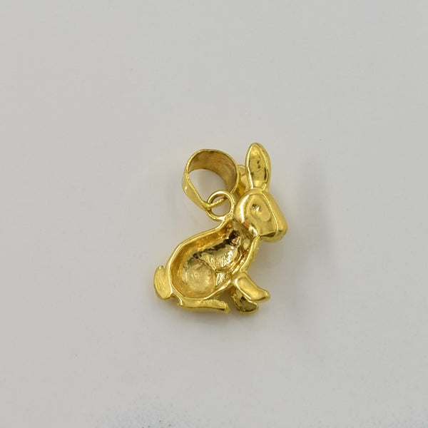 18k Yellow Gold Bunny Pendant |