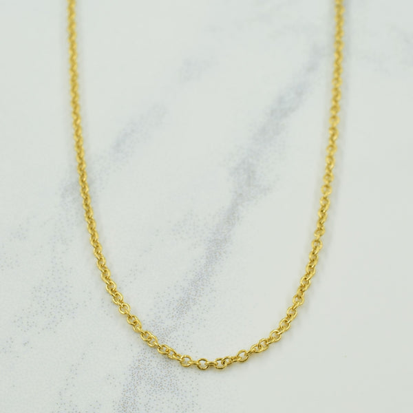 18k Yellow Gold 1968 & Later Italian Hallmark Cable Chain | 16.5