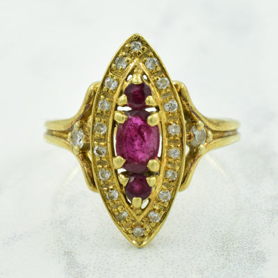 Ruby & Diamond Marquise Cocktail Ring | 0.70ctw, 0.20ctw | SZ 8.25 |
