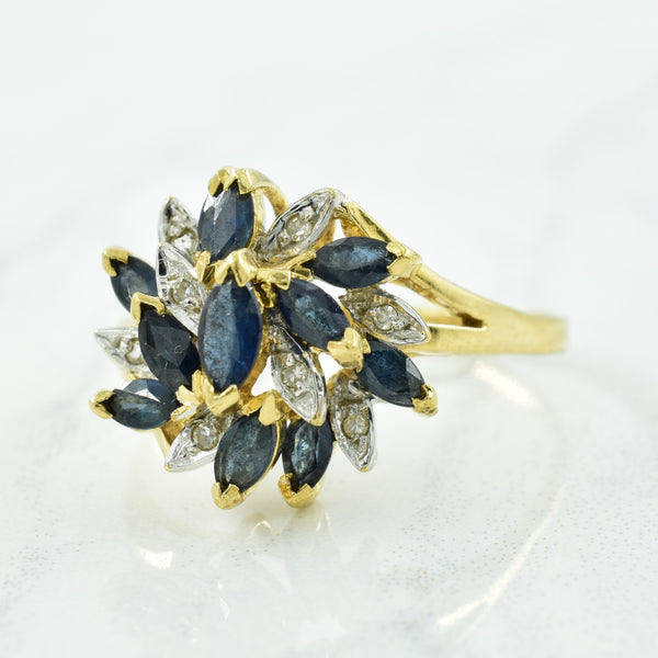 Blue Sapphire & Diamond Bypass Ring | 0.95ctw, 0.04ctw | SZ 8.25 |