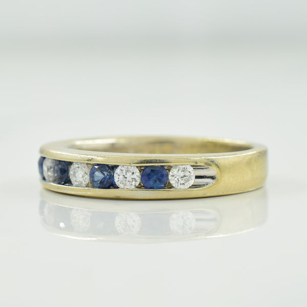 Channel Set Diamond & Blue Sapphire Ring | 0.28ctw, 0.25ctw | SZ 6 |