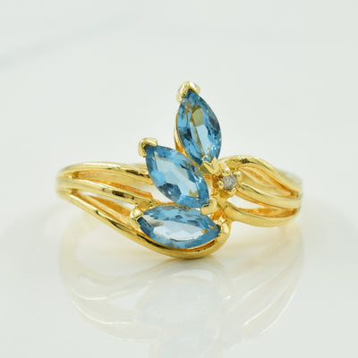 Blue Topaz & Diamond Bypass Ring | 0.75ctw, 0.01ct | SZ 6.5 |