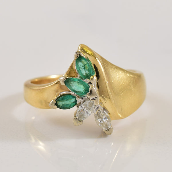 Marquise Emerald & Diamond Ring | 0.12ctw, 012ctw | SZ 5.25 |