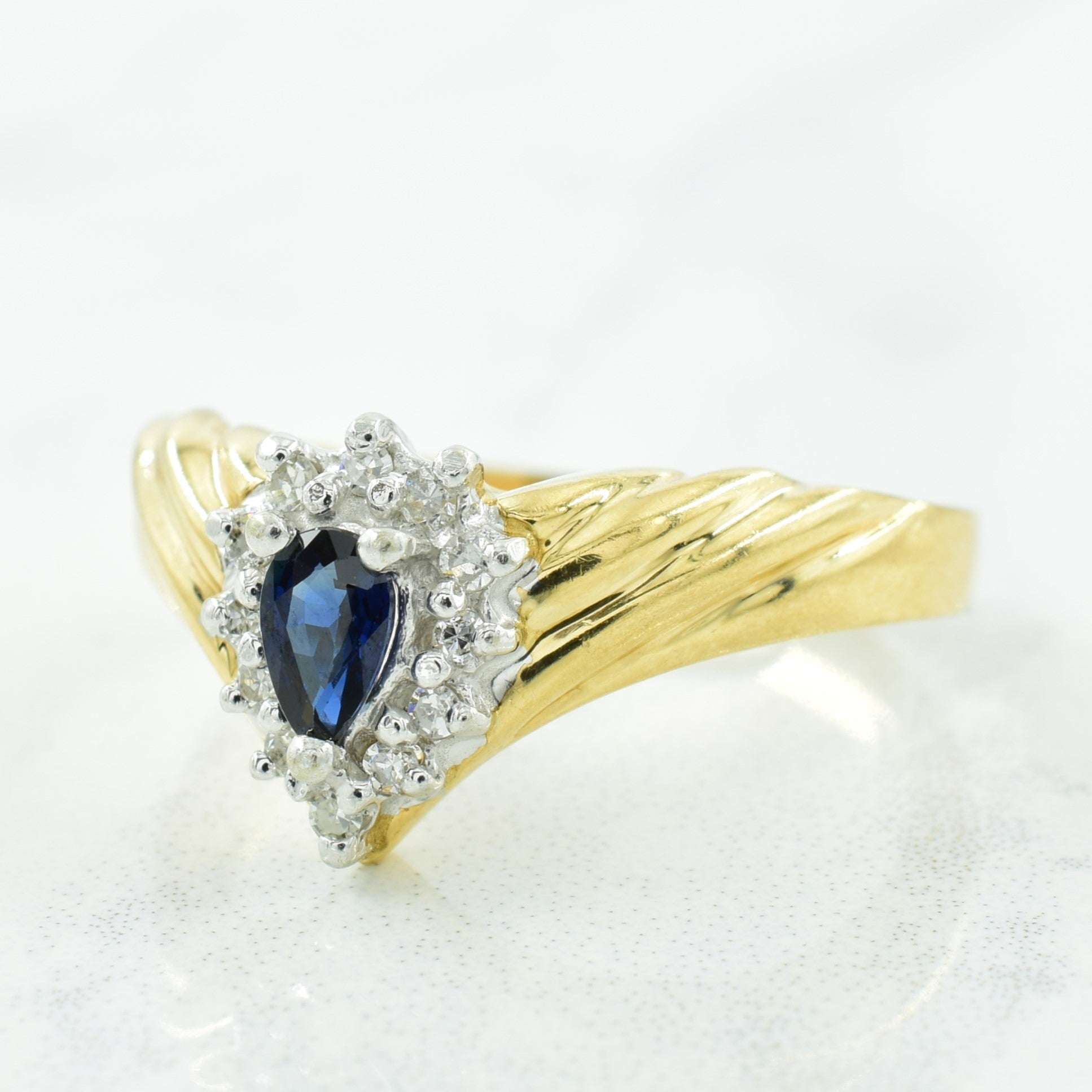 Sapphire & Diamond Chevron Ring | 0.20ct, 0.12ctw | SZ 6.75 |
