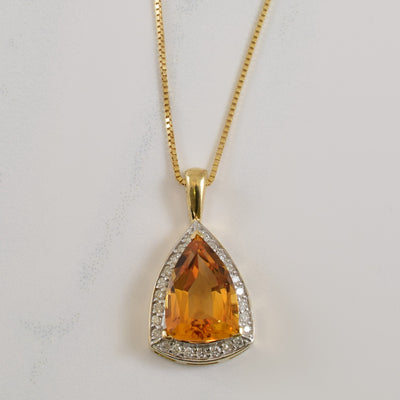 Citrine & Diamond Necklace | 4.00ct, 0.25ctw | 14.5
