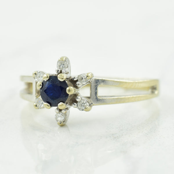 Blue Sapphire & Diamond Ring | 0.18ct, 0.06ctw | SZ 6 |