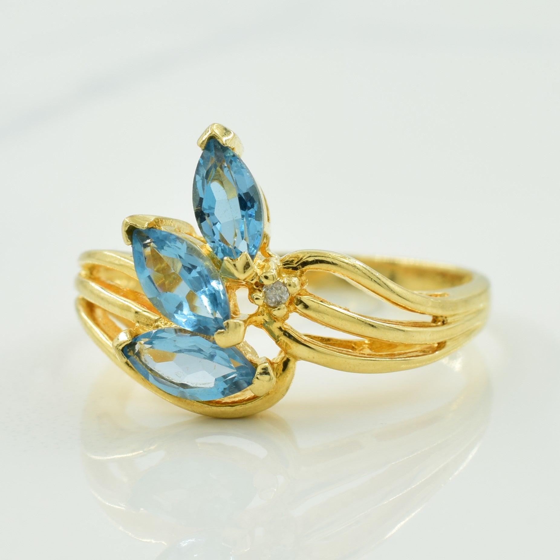 Blue Topaz & Diamond Bypass Ring | 0.75ctw, 0.01ct | SZ 6.5 |