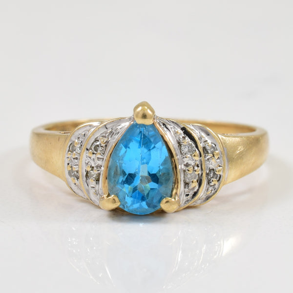 Blue Topaz & Diamond Ring | 1.00ct, 0.04ctw | SZ 8 |