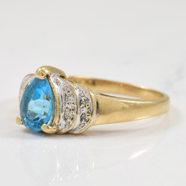 Blue Topaz & Diamond Ring | 1.00ct, 0.04ctw | SZ 8 |