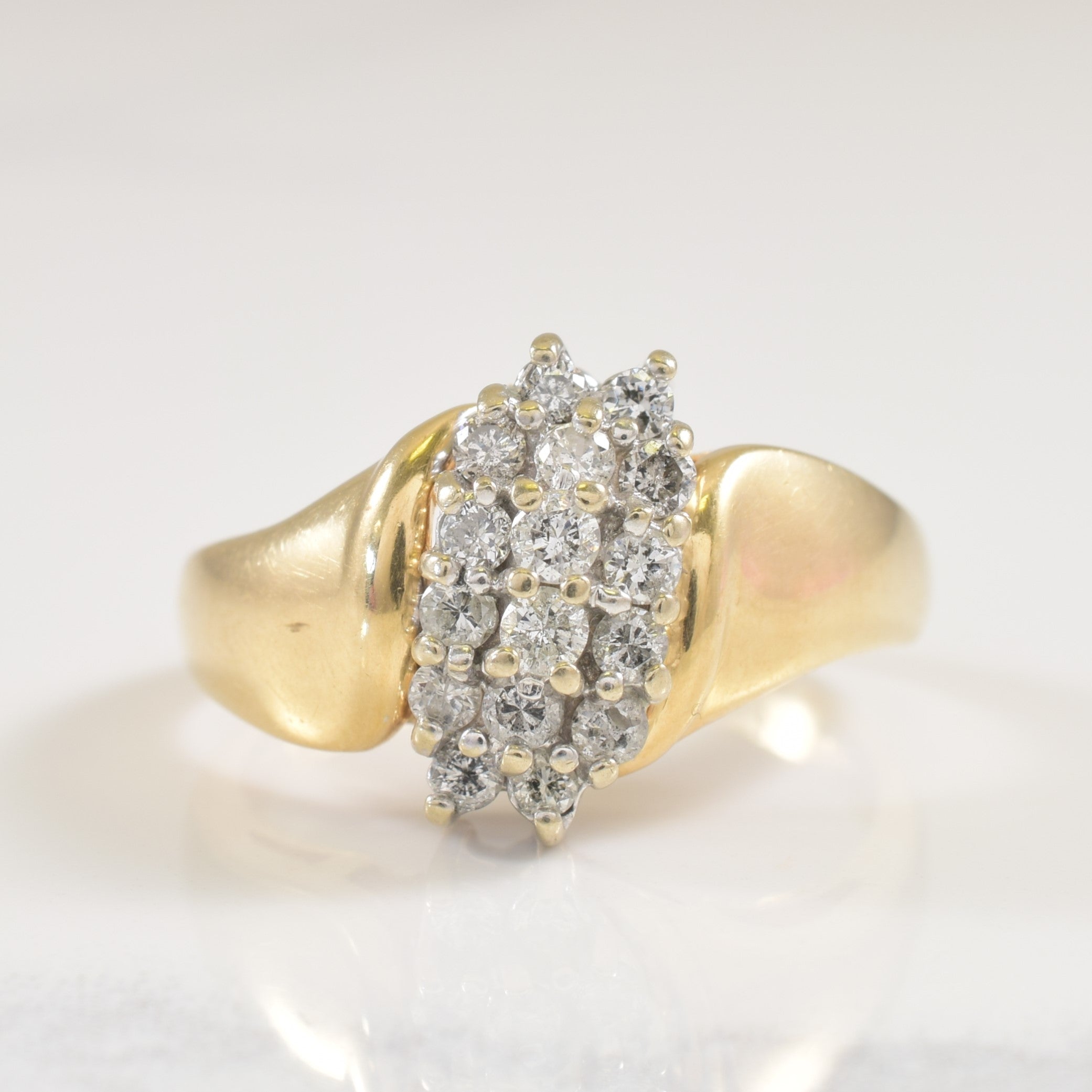 Diamond Cluster Bypass Ring | 0.36ctw | SZ 7.5 |