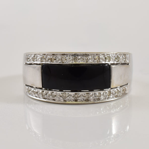 Black Onyx & Diamond Ring | 1.50ct, 0.11ctw | SZ 9.5 |