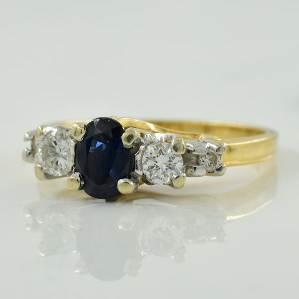 Blue Sapphire & Diamond Ring | 0.50ct, 0.30ctw | SZ 7 |