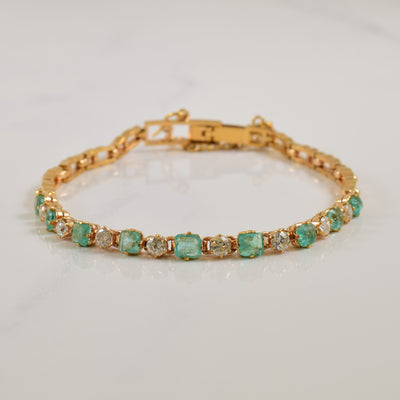 Emerald & Diamond Bracelet | 1.30ctw, 0.56ctw | 6