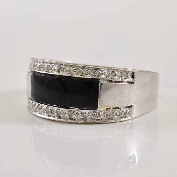 Black Onyx & Diamond Ring | 1.50ct, 0.11ctw | SZ 9.5 |