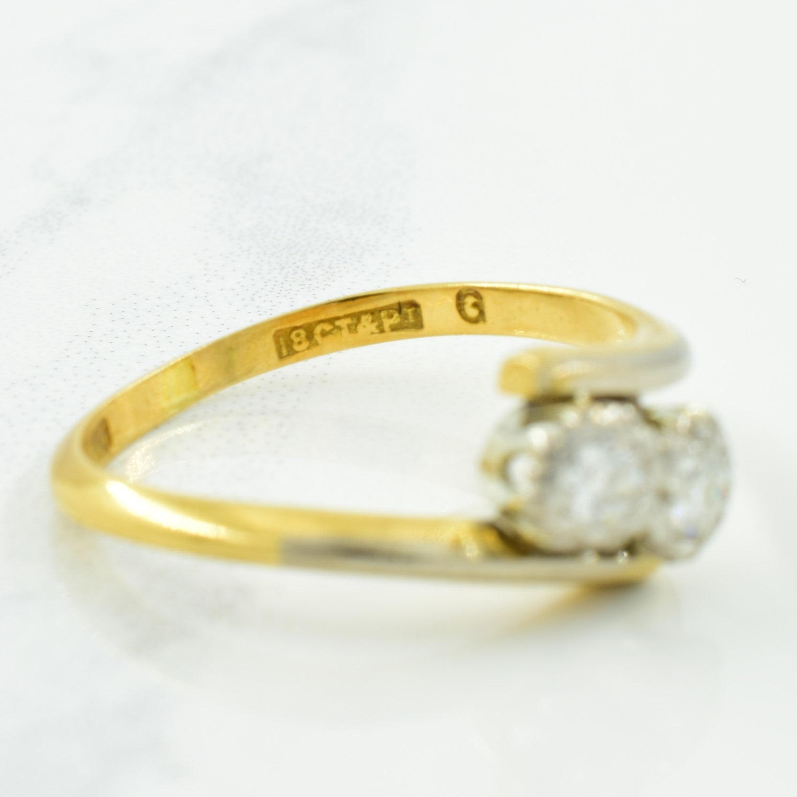 Two Stone Diamond Bypass Ring | 0.15ctw | SZ 5.25 |