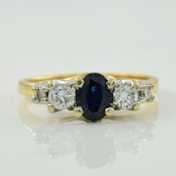 Blue Sapphire & Diamond Ring | 0.50ct, 0.30ctw | SZ 7 |