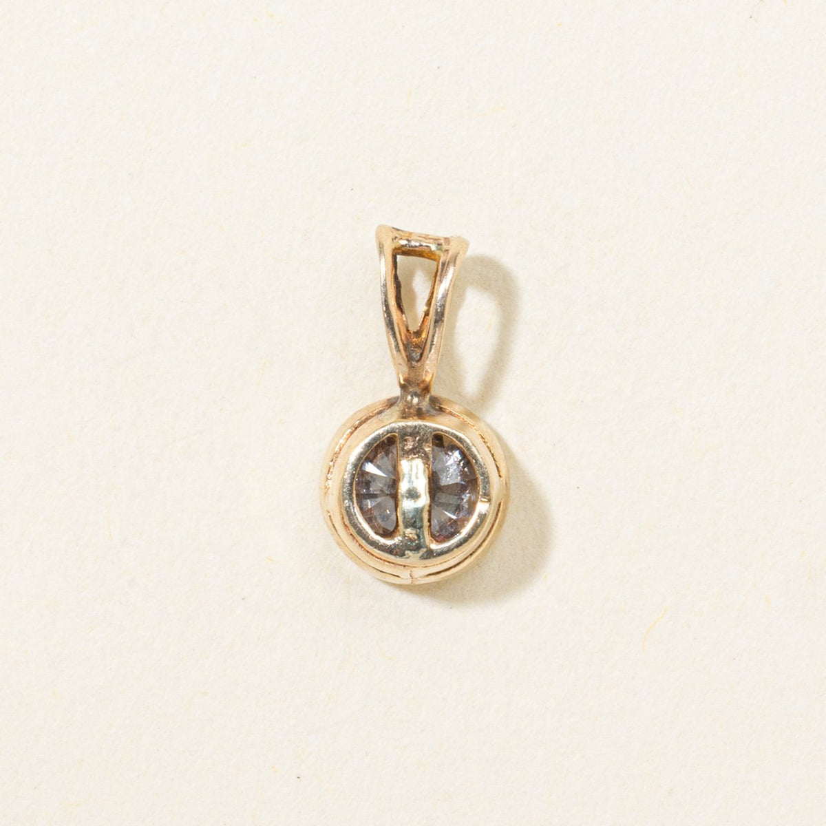 14k Solitaire Bezel Set Diamond Pendant | 0.44ct I2 I