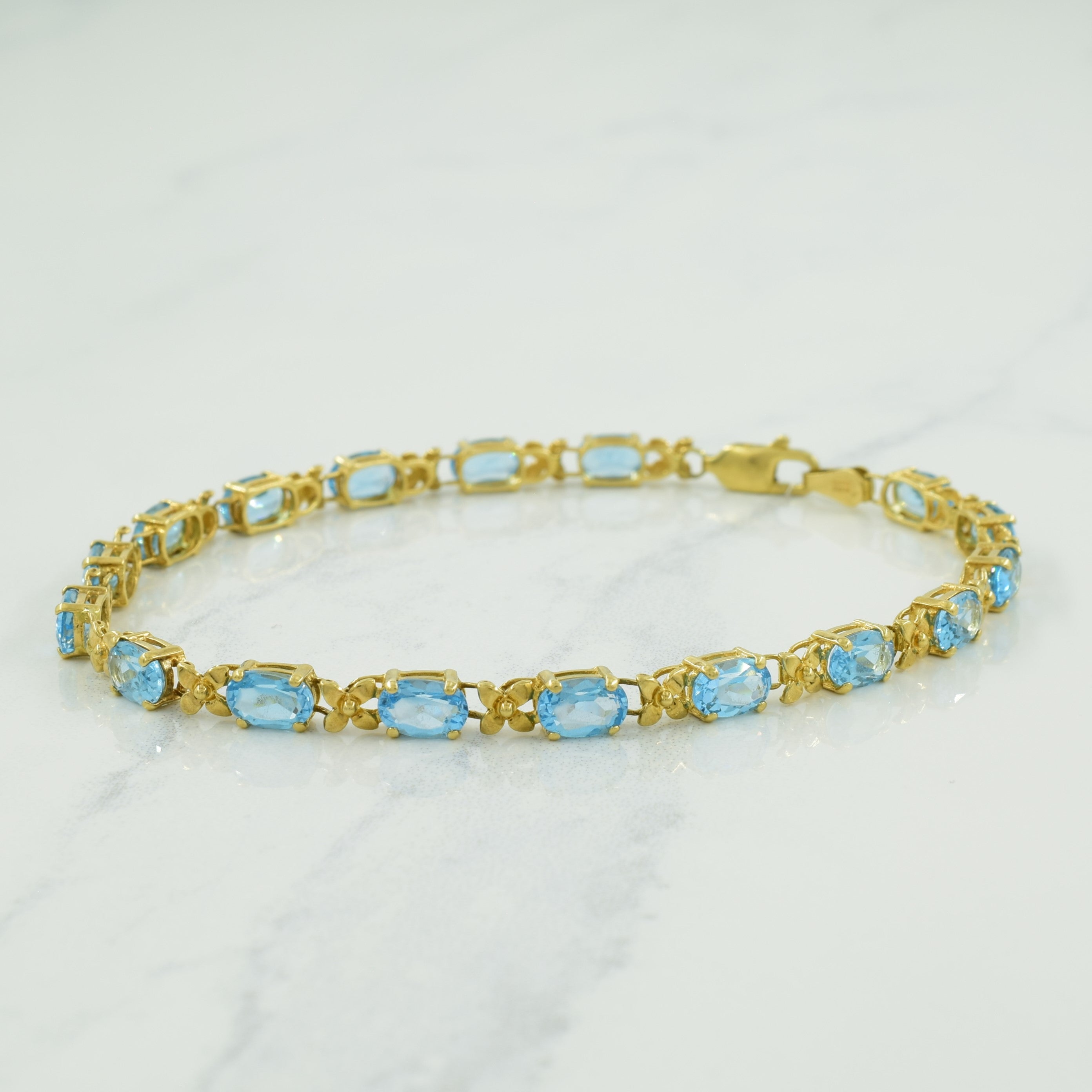 14k Yellow Gold Blue Topaz Bracelet | 10.00ctw | 7.5" |