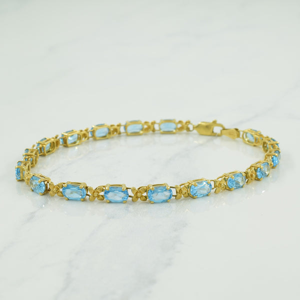 14k Yellow Gold Blue Topaz Bracelet | 10.00ctw | 7.5