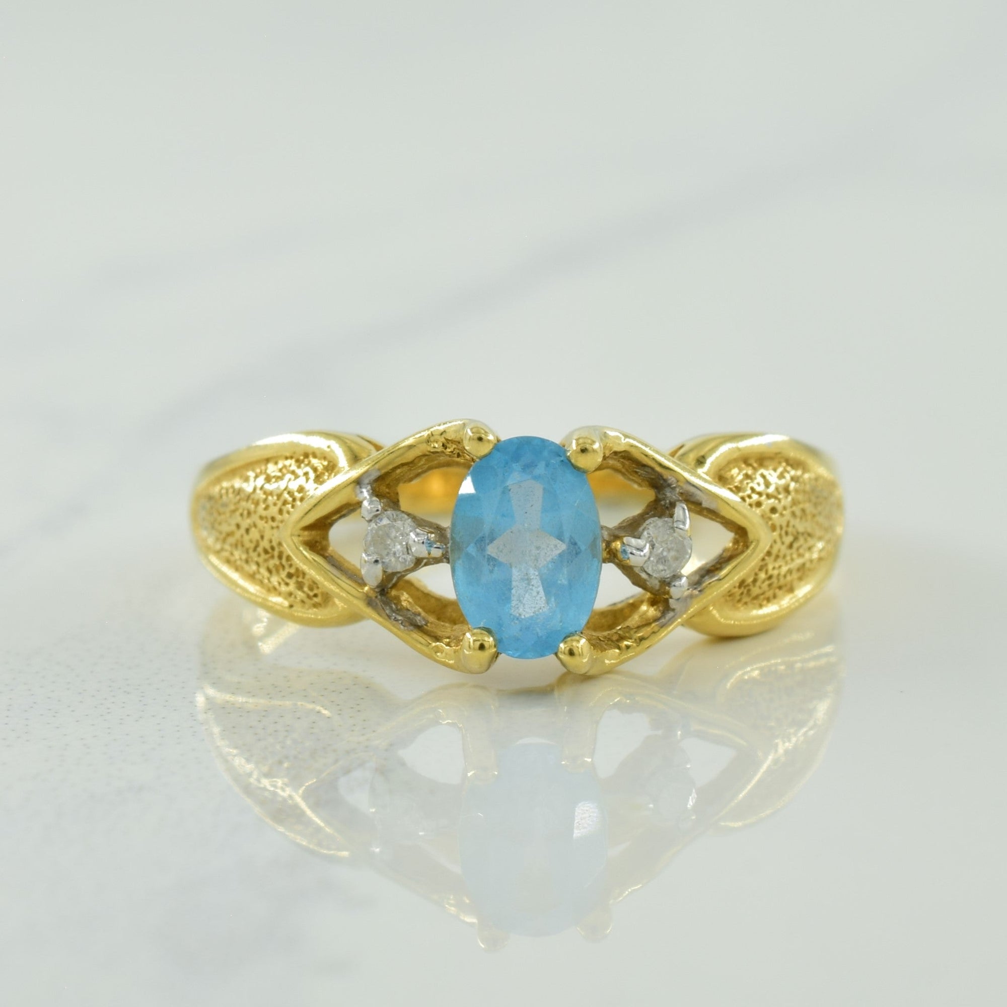 Blue Topaz & Diamond Ring | 0.43ct, 0.04ctw | SZ 6 |