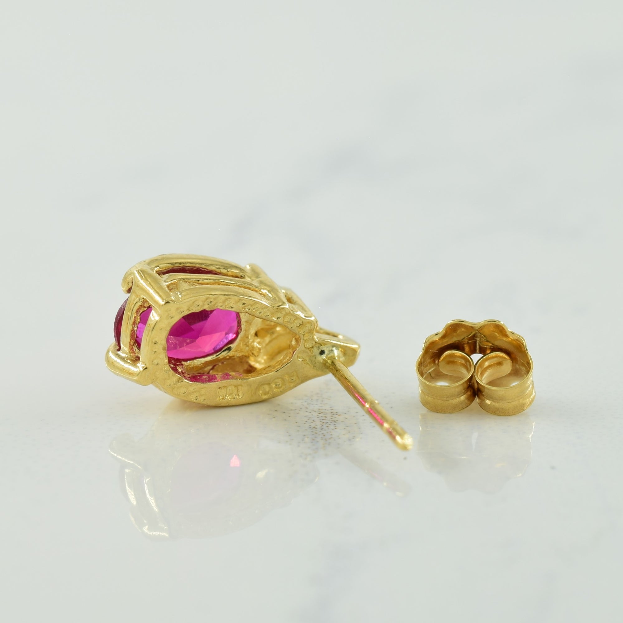 Synthetic Ruby & Diamond Earrings | 1.10ctw, 0.02ctw |