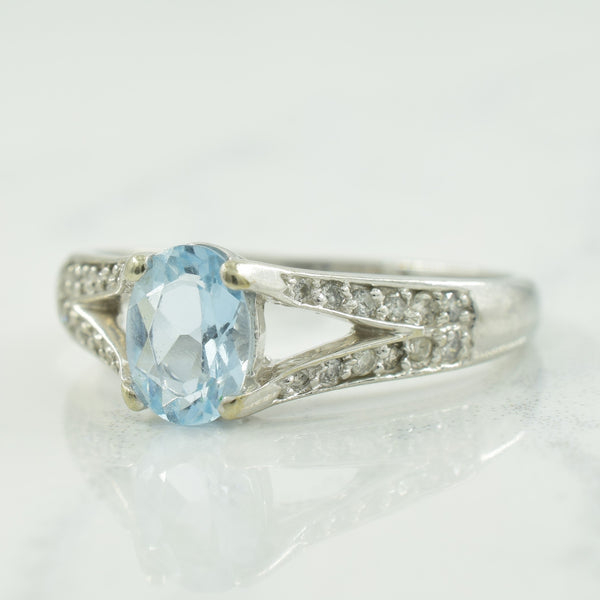 Aquamarine & Diamond Ring | 0.65ct, 0.12ctw | SZ 7.75 |