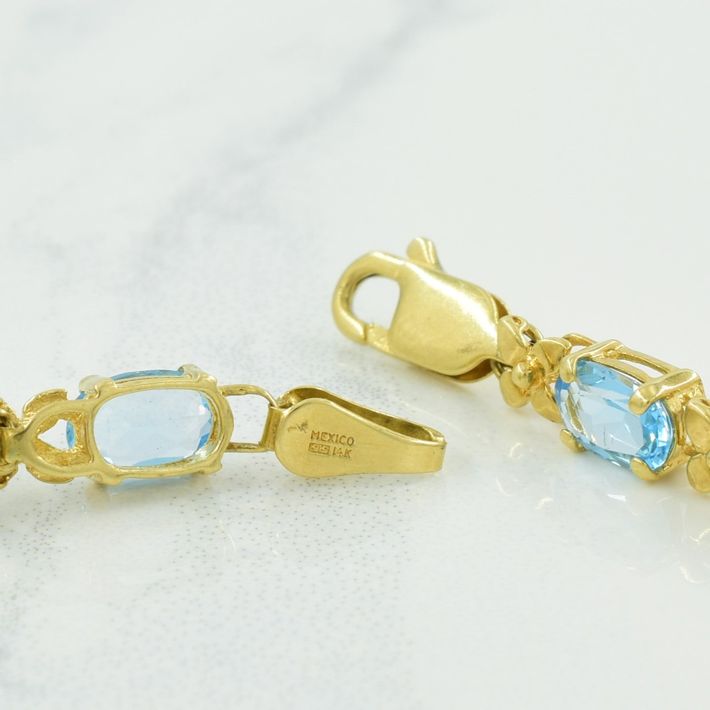 14k Yellow Gold Blue Topaz Bracelet | 10.00ctw | 7.5" |