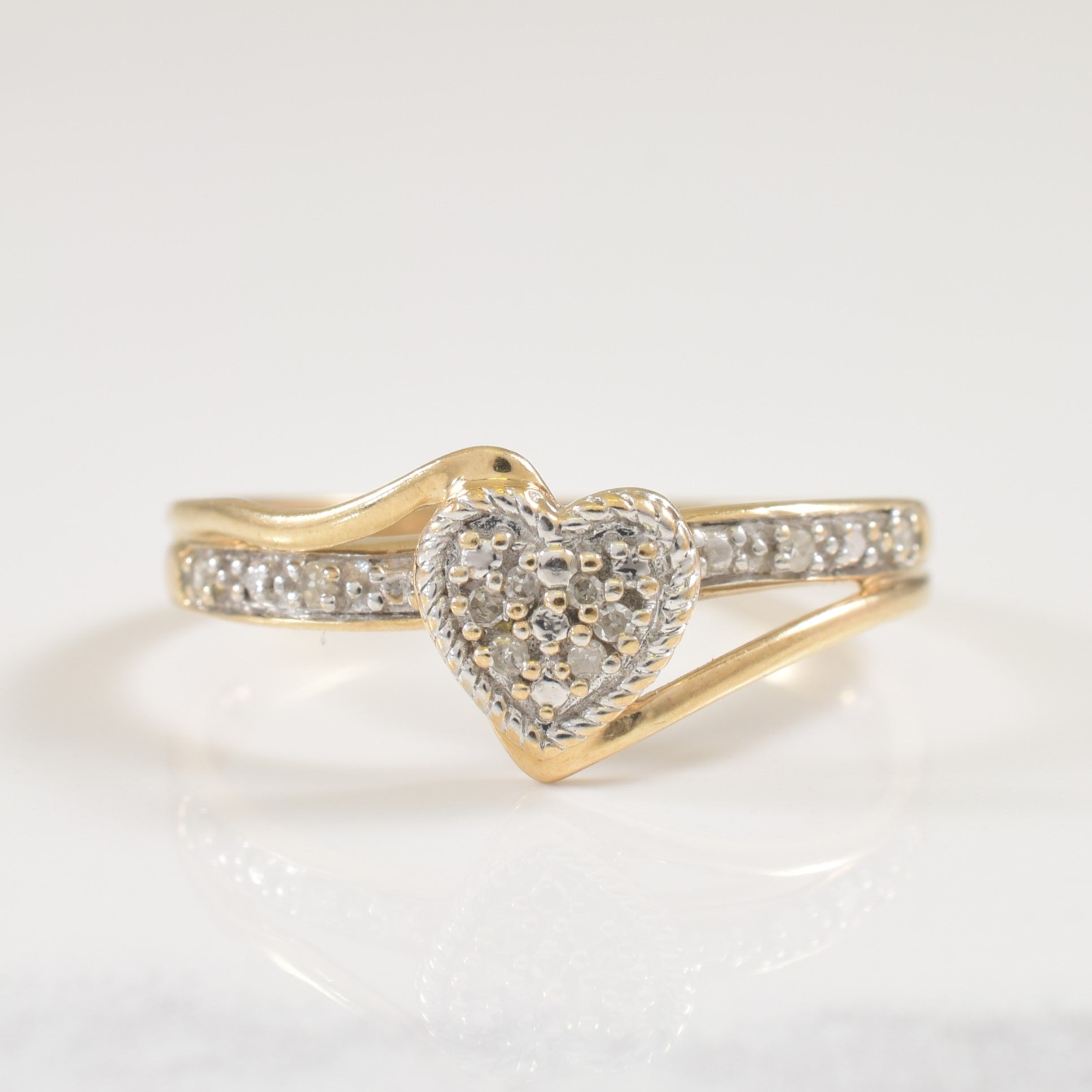 Diamond Heart Bypass Ring | 0.03ctw | SZ 7 |