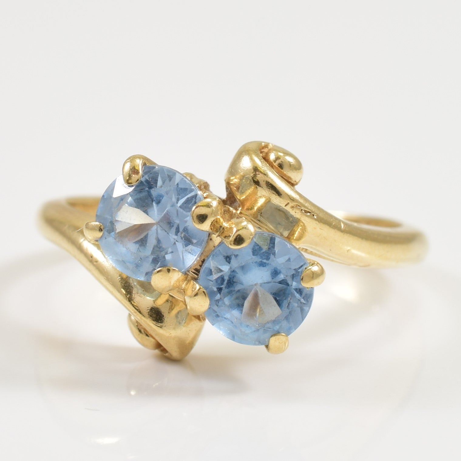 Synthetic Blue Spinel Bypass Ring | 1.00ctw | SZ 6 |