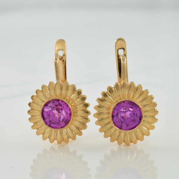 Synthetic Purple Sapphire Earrings | 3.00ctw |