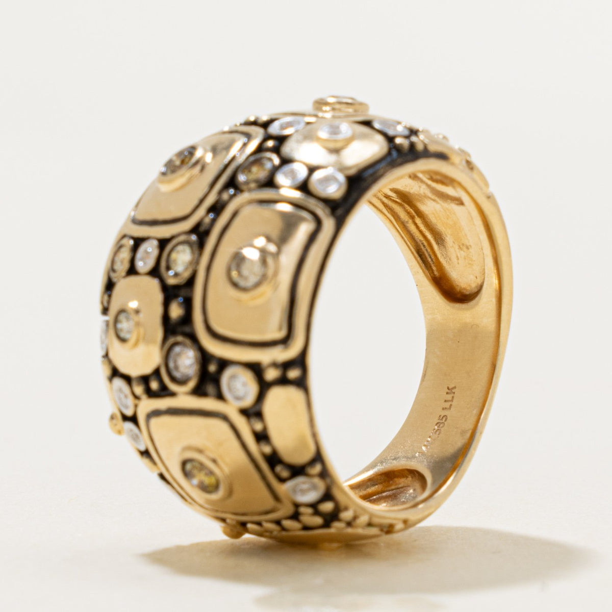 14k Scattered Yellow & White Diamond Geometric Statement Ring | 0.35ctw | SZ 7.25