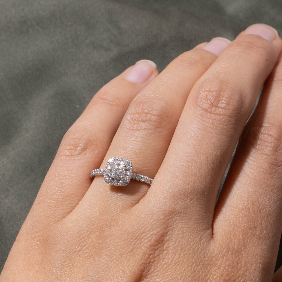 18k Pave Set Diamond Halo Engagement Ring | 0.61ctw | SZ 7