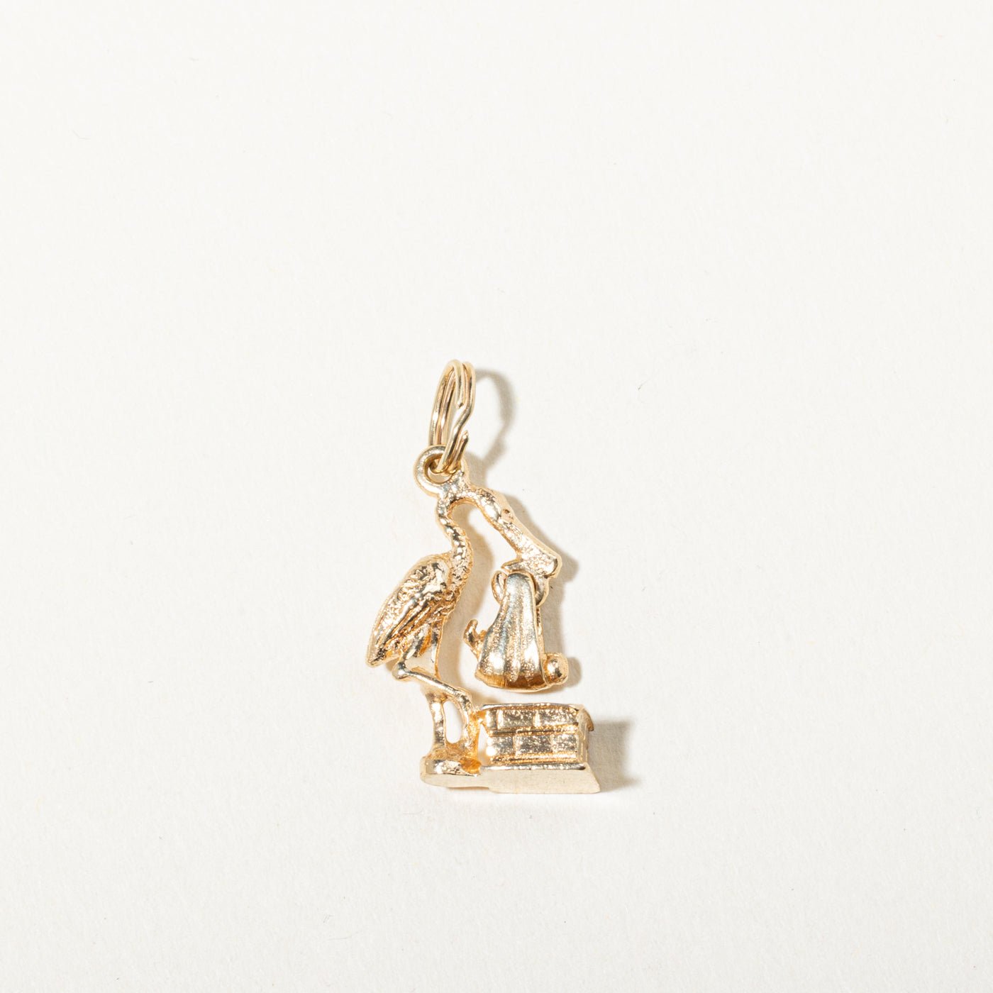 14k Yellow Gold Stork Charm