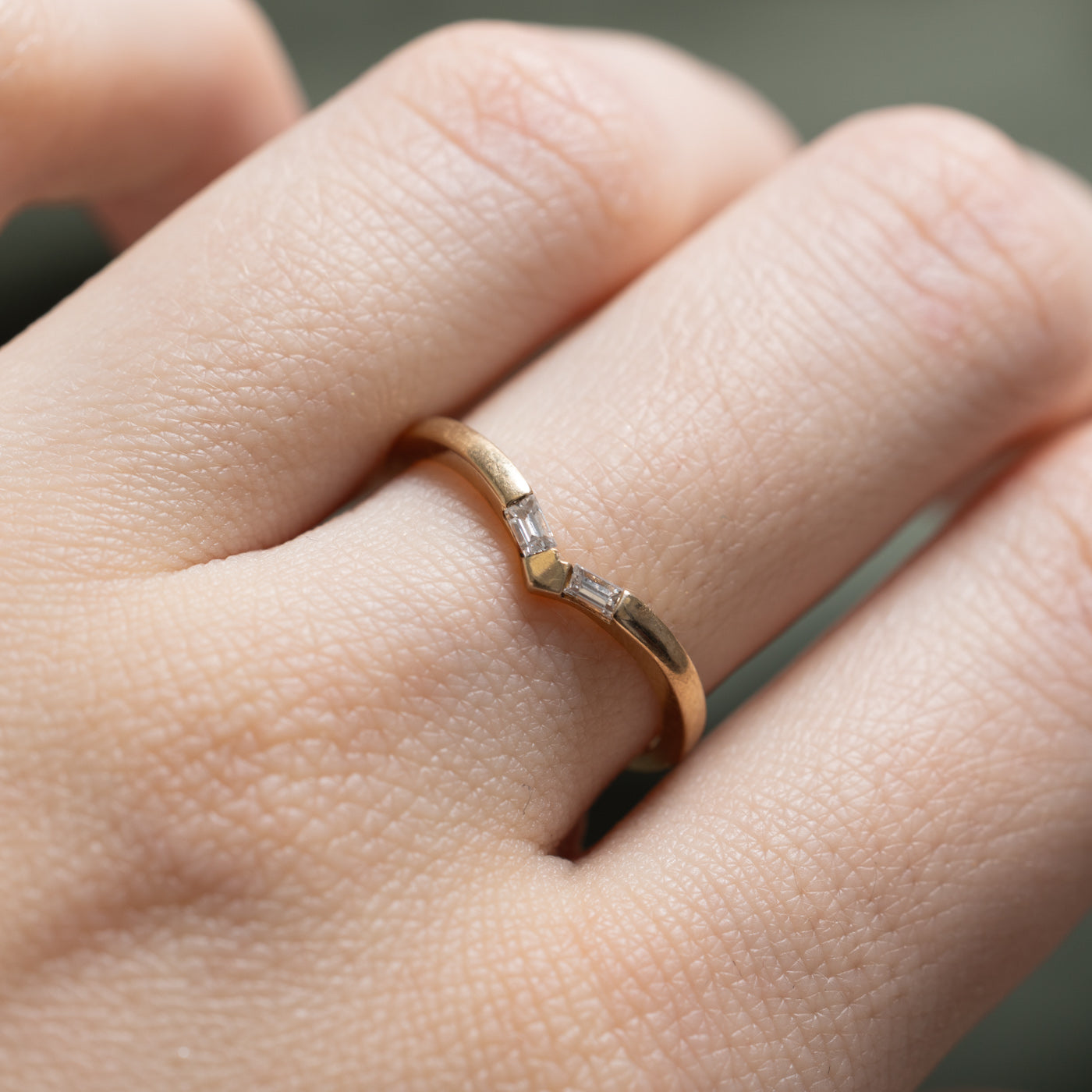 Two Stone Diamond Chevron Ring | 0.10ctw | SZ 6.5
