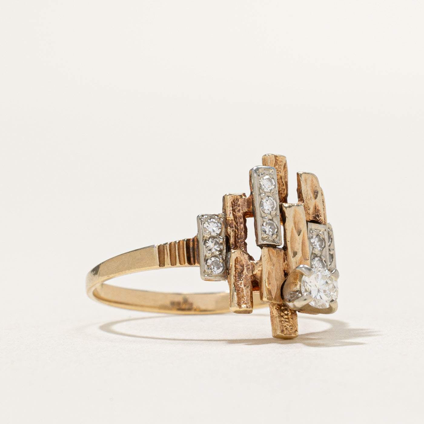 Diamond Columns Abstract Ring | 0.34ctw | SZ 7.5