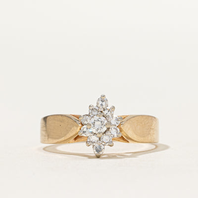 Diamond Cluster Reverse Tapered Ring | 0.33ctw | SZ 7.5